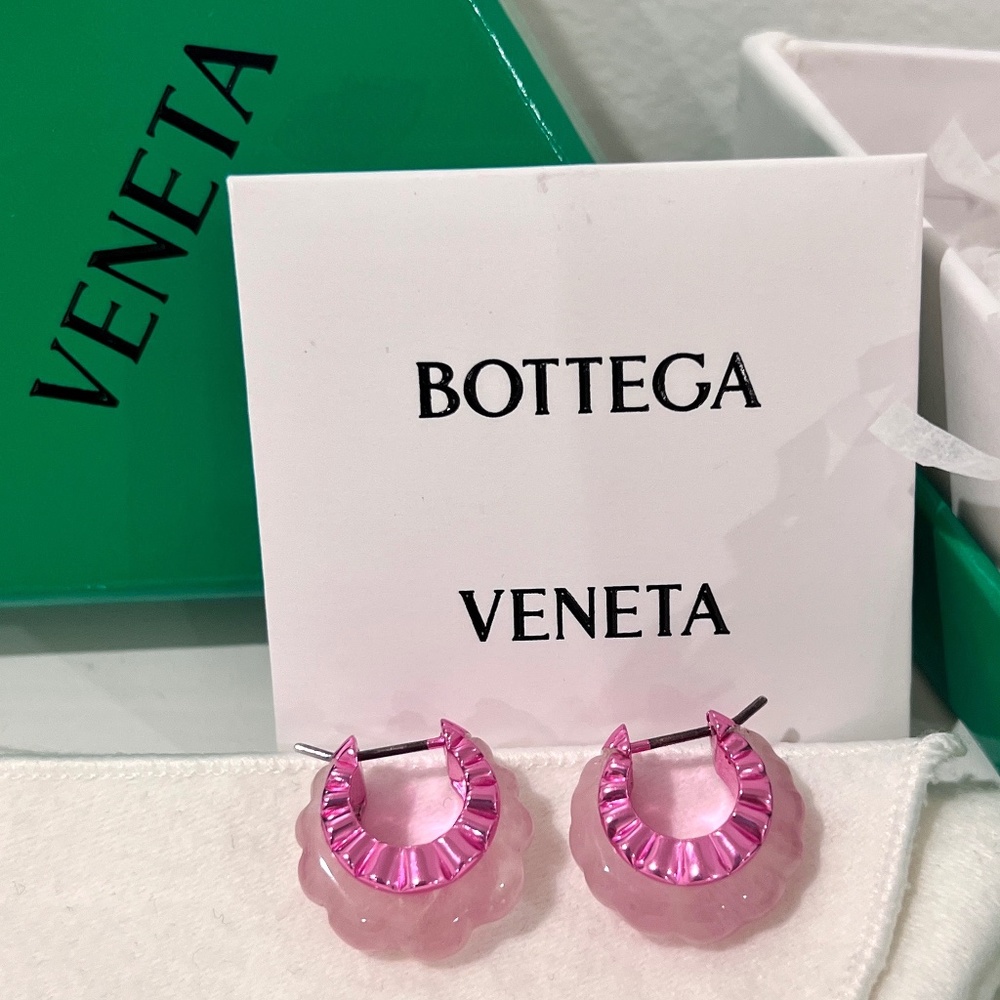 Bottega Veneta Rose Quartz Hoop Earrings